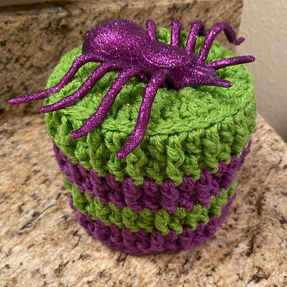 Hand Crafted Spider Toilet Paper Roll Cover Halloween Halloween Glitter Purple
